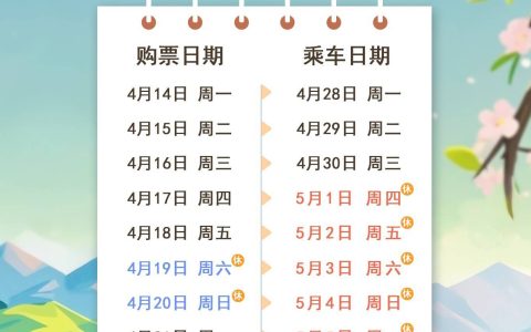 今日可购买4月28日火车票！五一假期购票日历请收好