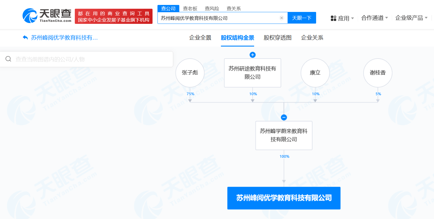 张雪峰公司成立峰阅优学教育科技公司 注册资本100万