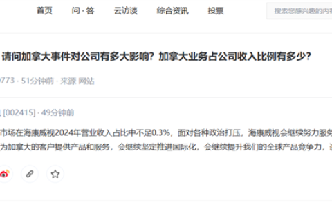 海康威视回应加拿大业务被禁：会继续坚定推进国际化