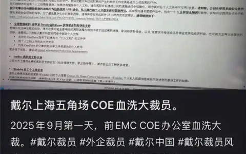 戴尔裁员：有员工称上海部门被一锅端 补偿N+3